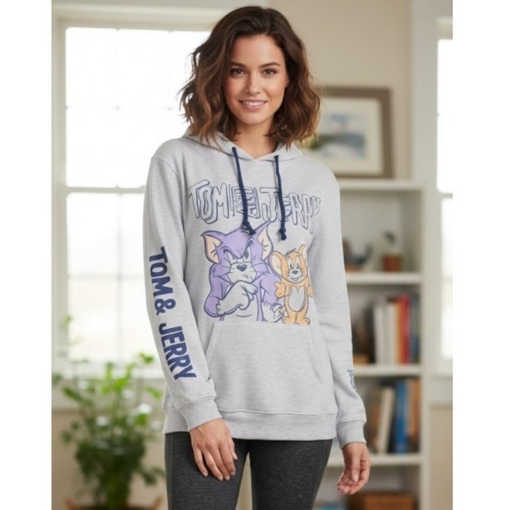 Tom and Jerry Women's Juniors Graphic Print Hoodie